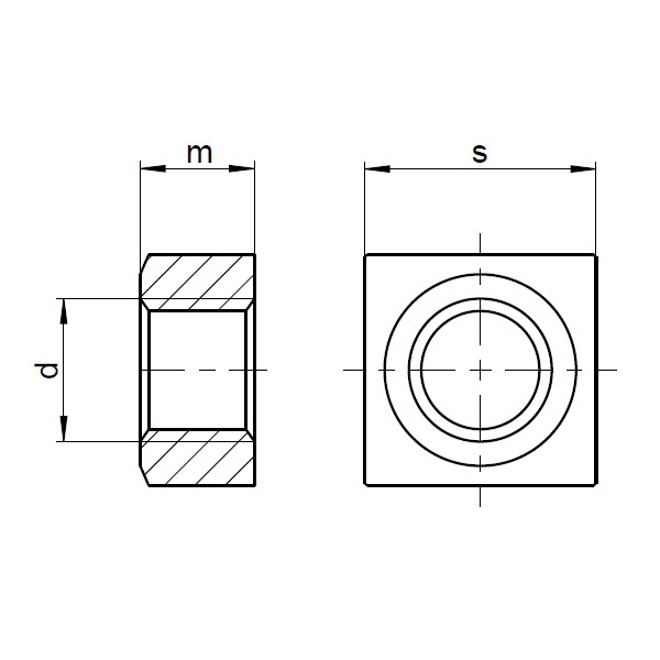 1x Vierkantmutter M12 (DIN 557 - hohe Form, A2)